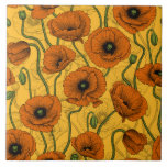 Orange Poppies Ceramic Tile<br><div class="desc">Hand-painted collection of various wild flowers.</div>