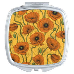 Orange Poppies Compact Mirror