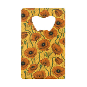 Orange Poppies Credit Card Bottle Opener