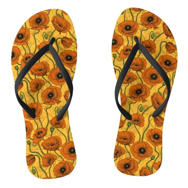 Orange Poppies Flip Flops (Footbed)