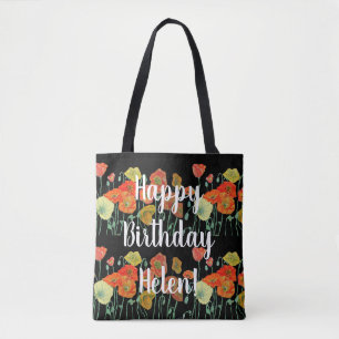 Orange Poppies Floral flowers Birthday Girl Bag