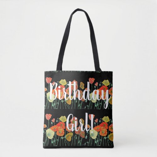 Orange Poppies Floral flowers Birthday Girl Bag