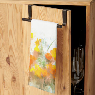 Orange Poppies Impressionistic Art Kitchen Towel