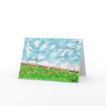 Orange Poppies in a Field card