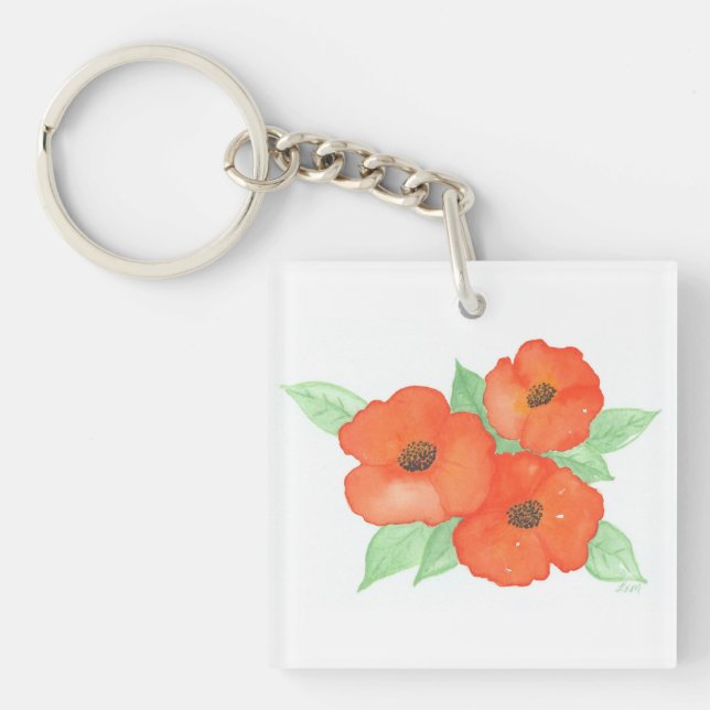 Orange Poppies Keychain (Front)
