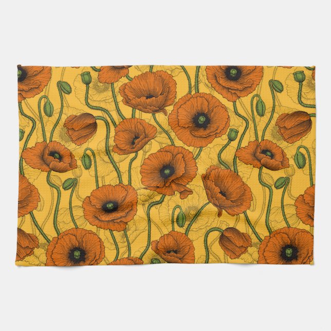 Orange Poppies Kitchen Towel (Horizontal)
