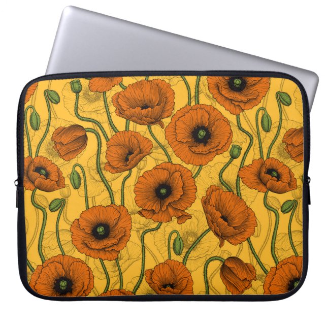 Orange Poppies Laptop Sleeve (Front)