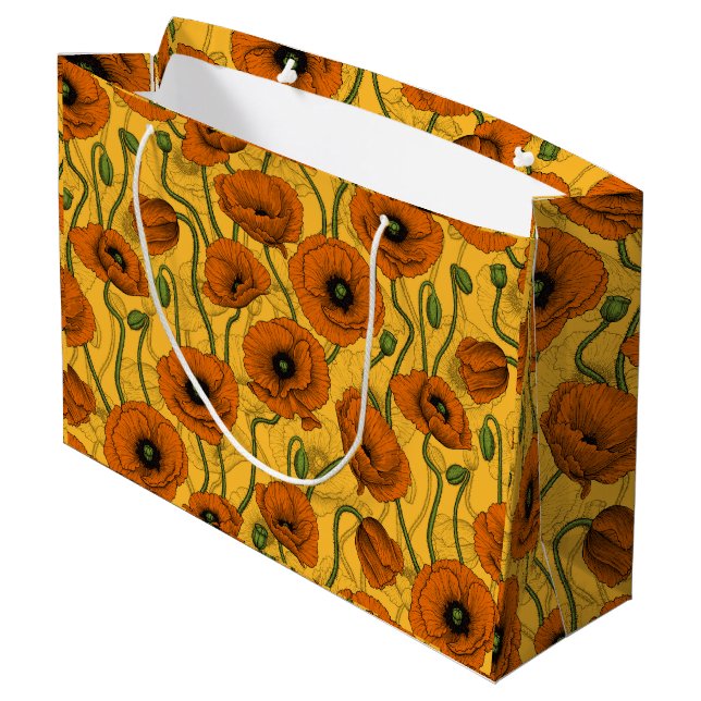 Orange Poppies Large Gift Bag (Back Angled)