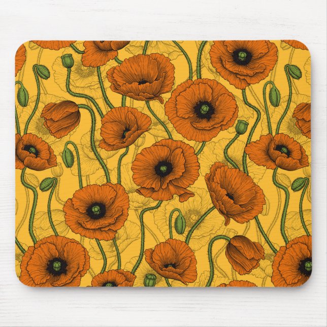 Orange Poppies Mouse Pad (Front)