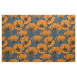 Orange poppies on dark blue fabric