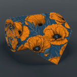 Orange poppies on dark blue neck tie<br><div class="desc">Vector pattern made of hand-drawn poppies.</div>