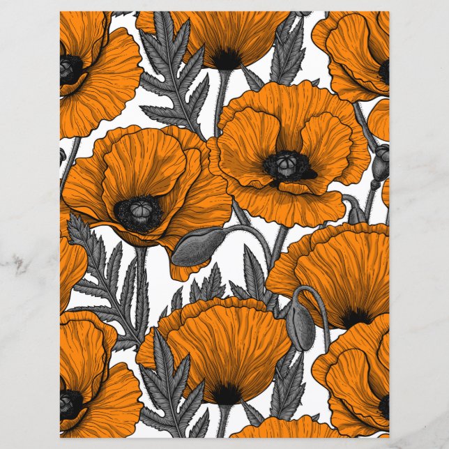 Orange poppies on white (Front)