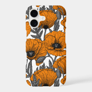 Orange poppies on white iPhone 17 case