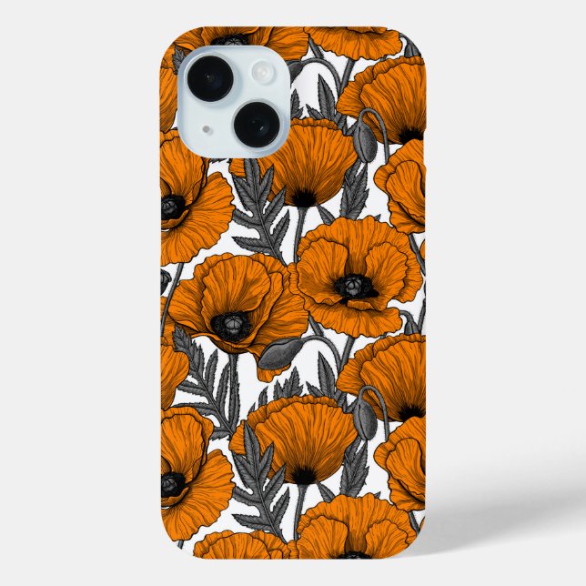 Orange poppies on white Case-Mate iPhone case (Back)