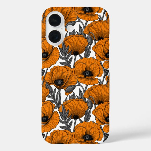 Orange poppies on white Case-Mate iPhone case (Back)