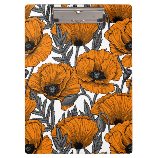 Orange poppies on white clipboard (Front)