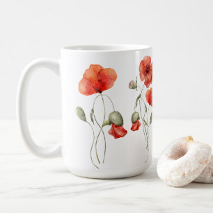 Orange Poppies on White Coffee Mug