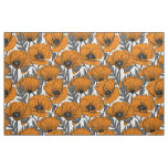 Orange poppies on white fabric