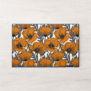 Orange poppies on white HP laptop skin