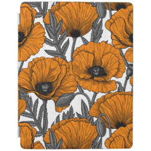 Orange poppies on white iPad smart cover