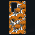 Orange poppies on white samsung galaxy s22 ultra case<br><div class="desc">Vector pattern made of hand-drawn poppies.</div>