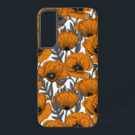 Orange poppies on white samsung galaxy s22  case<br><div class="desc">Vector pattern made of hand-drawn poppies.</div>