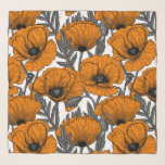 Orange poppies on white scarf<br><div class="desc">Vector pattern made of hand-drawn poppies.</div>