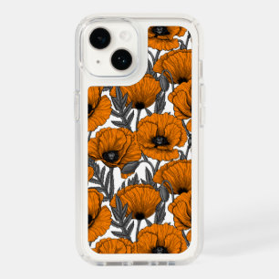 Orange poppies on white speck iPhone 14 case