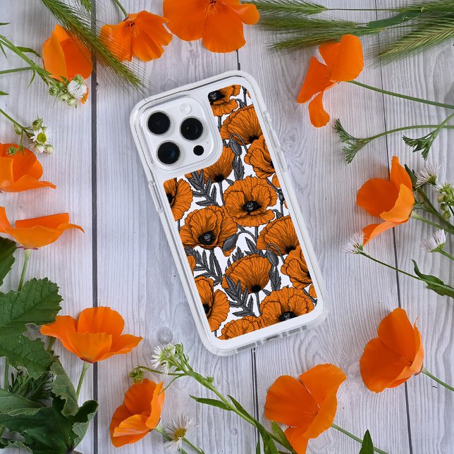 Orange poppies on white speck iPhone case (Creator Uploaded)