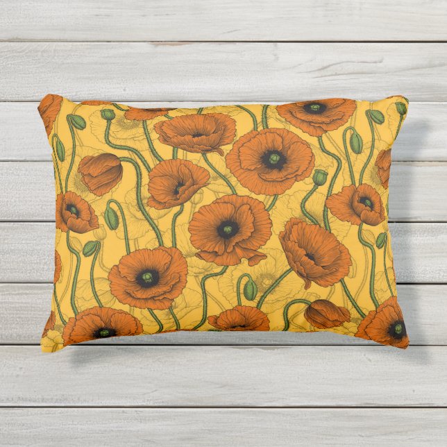 Orange Poppies Outdoor Pillow (Front)