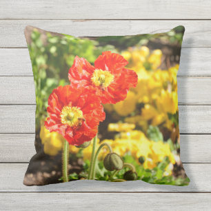 orange poppies outdoor throwpillow