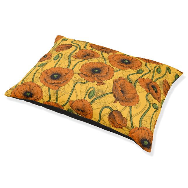 Orange Poppies Pet Bed (Angled)