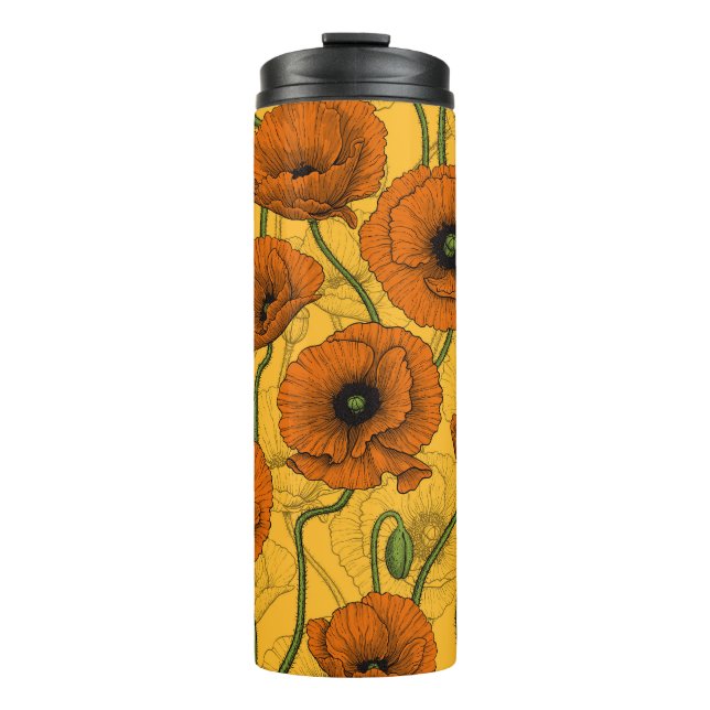 Orange Poppies Thermal Tumbler (Front)
