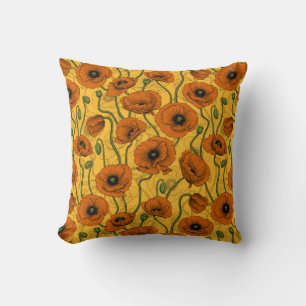 Orange Poppies Throw Pillow