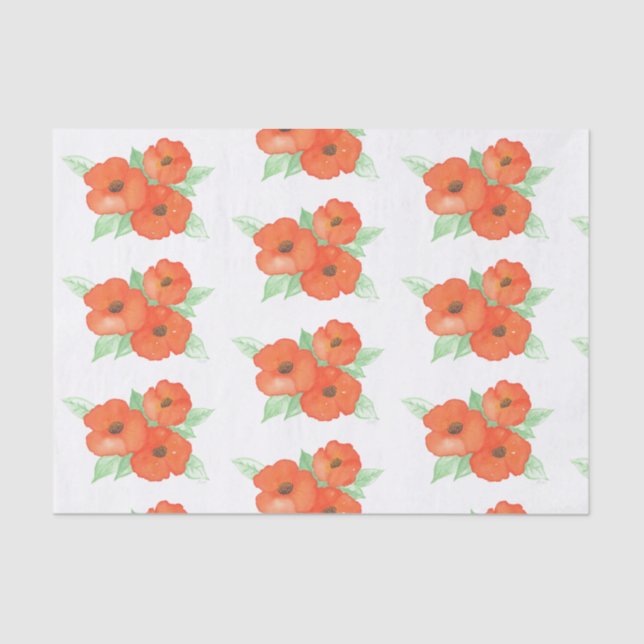 Orange Poppies Tissue Paper (Front)