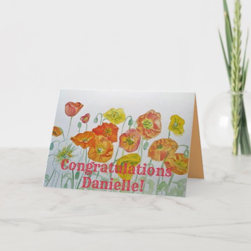 Orange Poppies Watercolour Congratulations Card