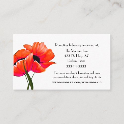 Orange Poppies Wedding enclosure cards Business Card Template