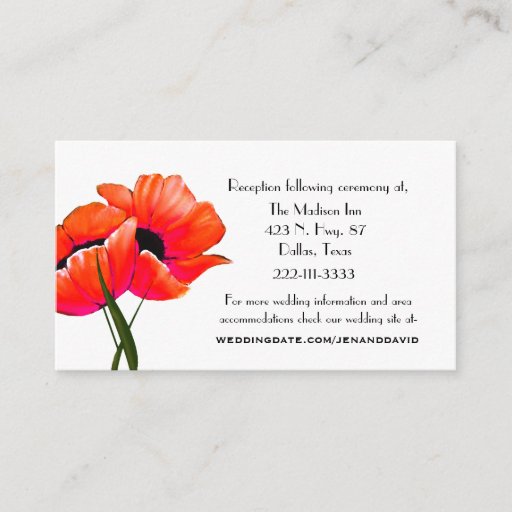 Customizable Orange Poppies Wedding enclosure cards Business Card Template