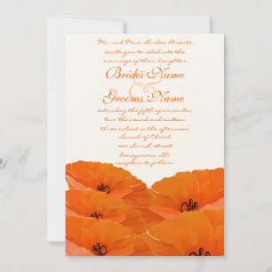 Orange Poppies Wedding Invitation