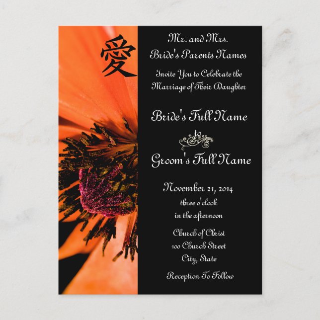 Orange Poppies Wedding Invitations and Favors (Front)