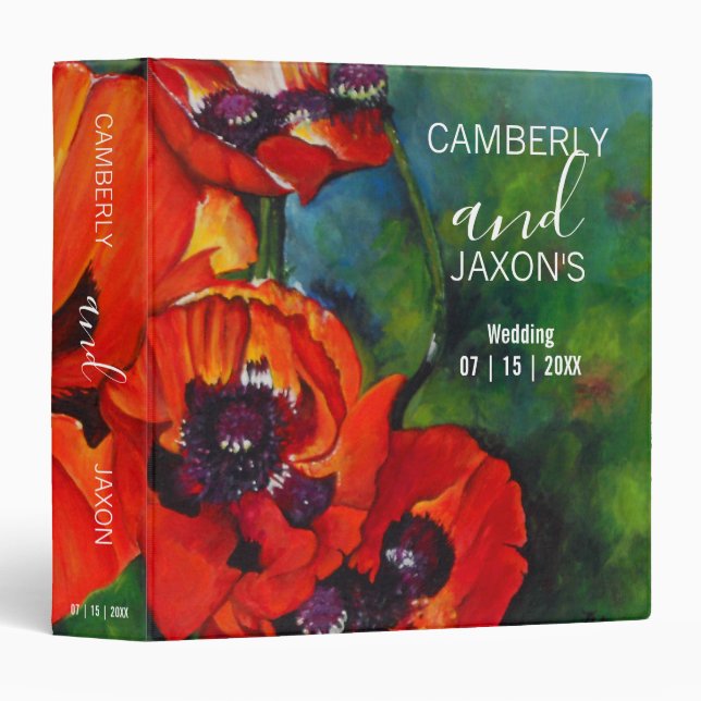 Orange Poppies Wedding Planner 3 Ring Binder (Front/Spine)
