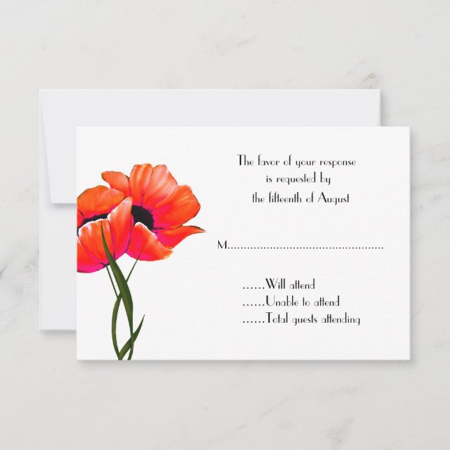 Orange Poppies Wedding Response Card (Front)