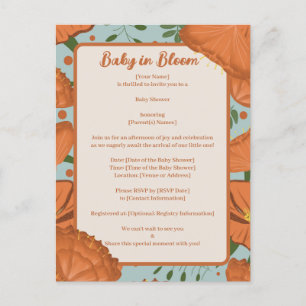 Orange Poppy Baby Bloom Shower Invitation Postcard