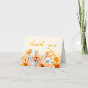 Orange Poppy Bloom bridal shower thank you Card
