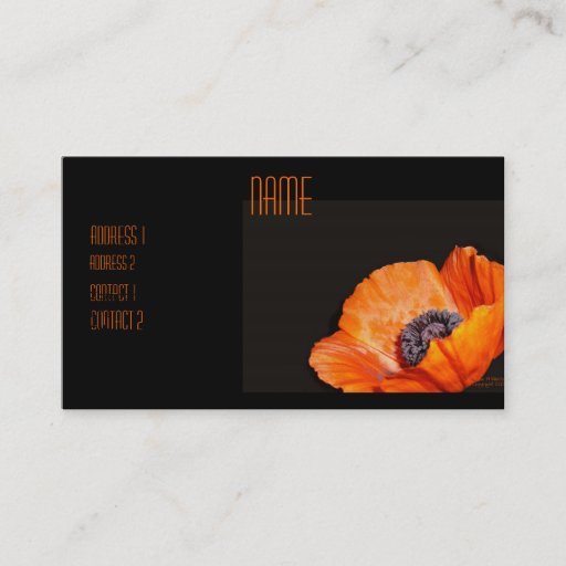Customizable Orange Poppy Business Card