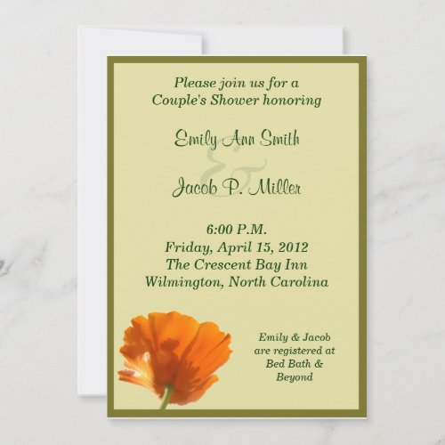 Orange Poppy Couple's Shower Invitations