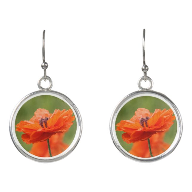 Orange Poppy Earrings (Front)