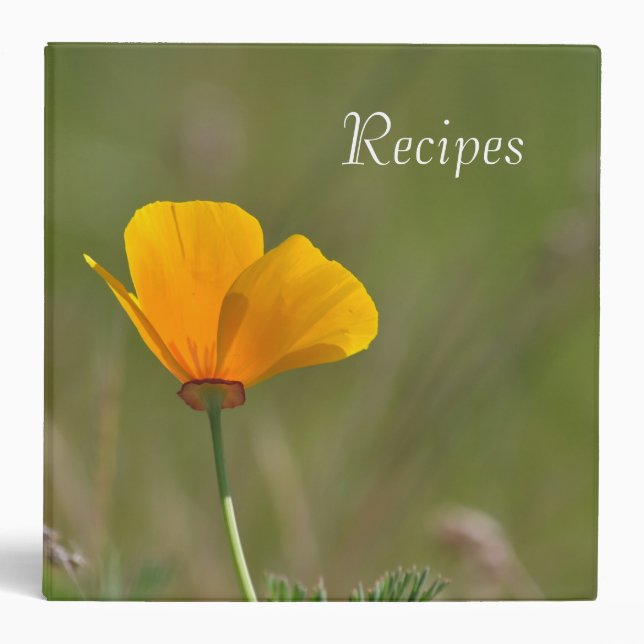 Orange Poppy Floral 3 Ring Binder (Front)