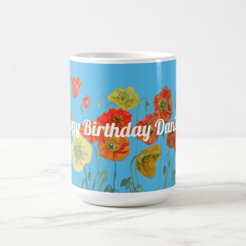 Orange Poppy Floral Flowers Shabby floral art Mug