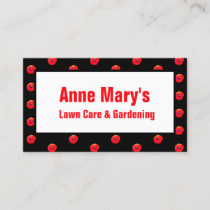 Orange Poppy Floral Garden Lawn Care Black Business Card